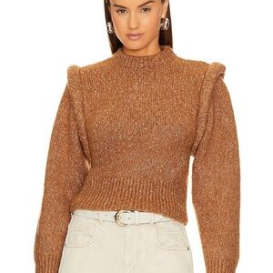 Astr Women's Tan Crew Neck Sweater